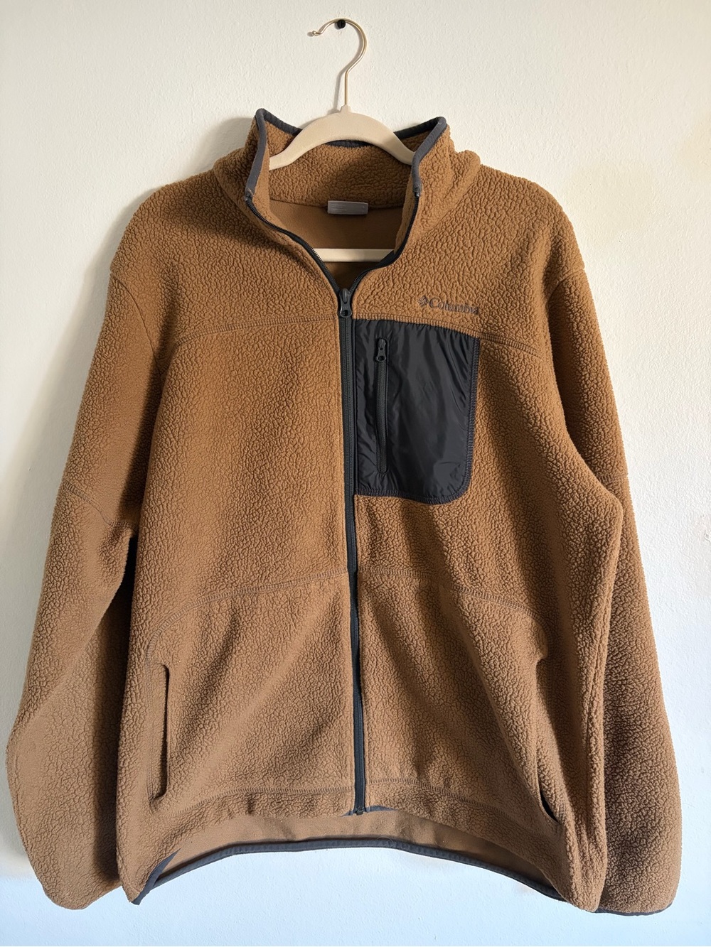 Columbia Jacket Men's Brown Fleece Sherpa Cozy Full Zip Outdoors Fall Size L